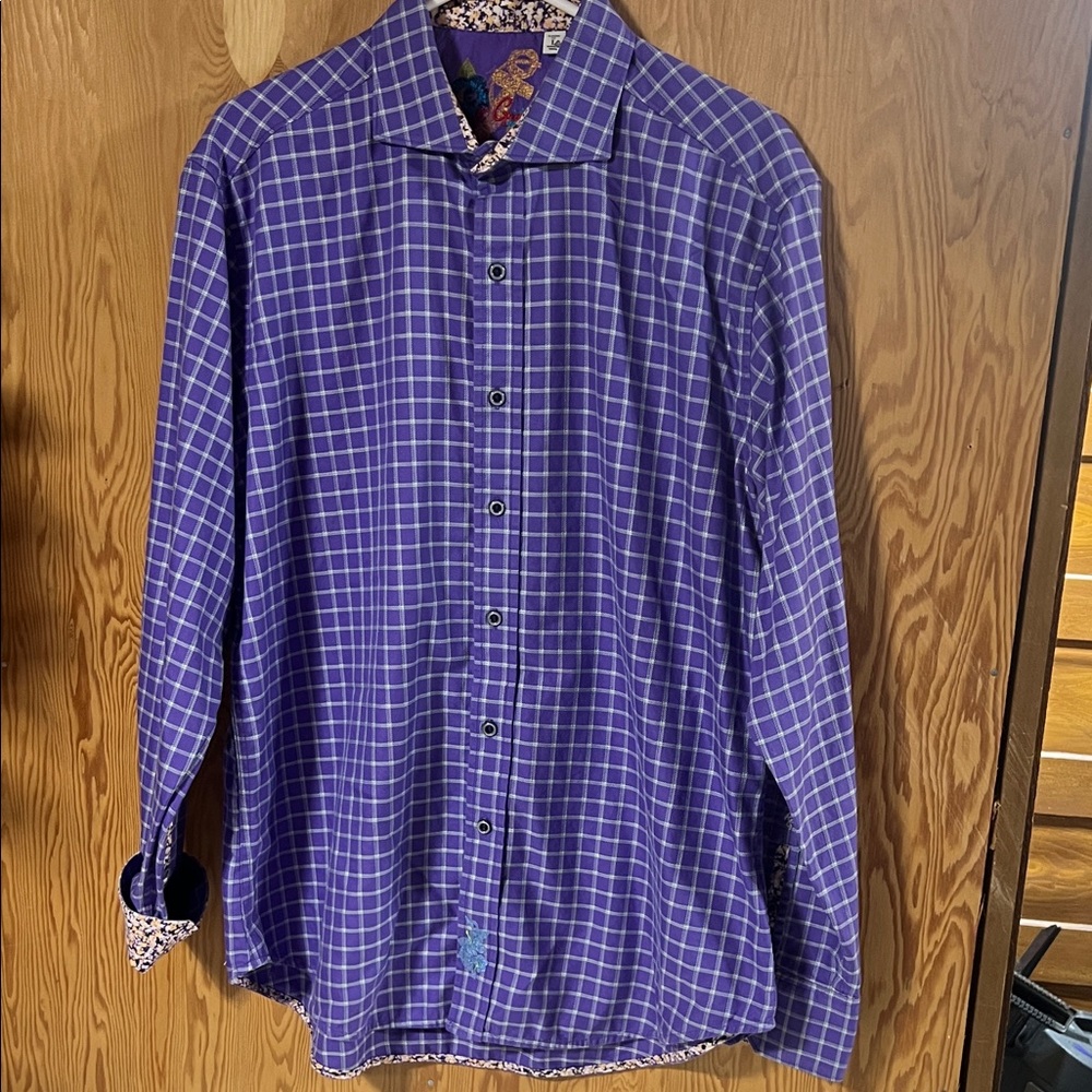 Men's Robert Graham Large Purple Checkered Shirt